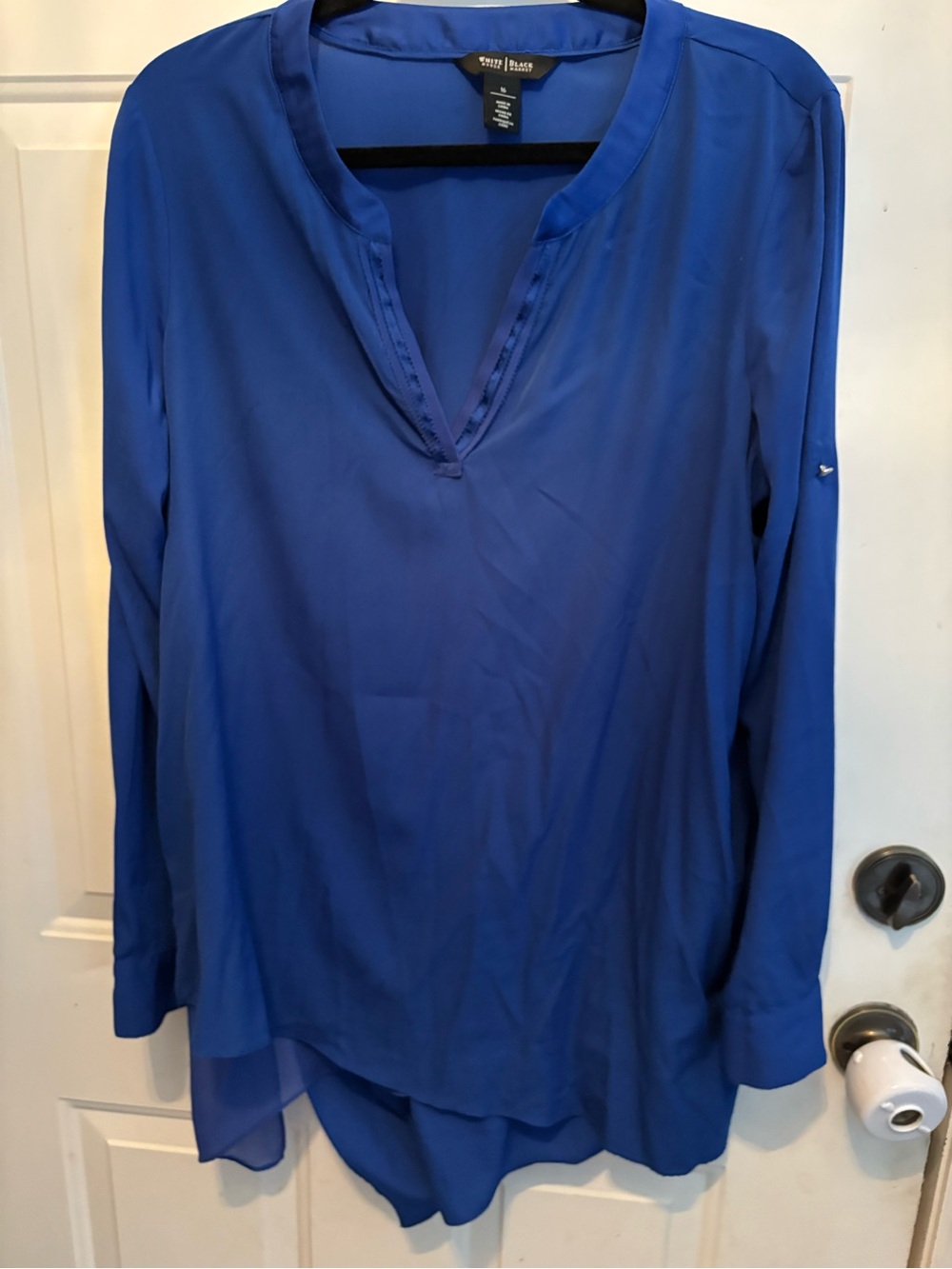 White House Black Market Royal Blue Long Sleeve V-Neck Tunic